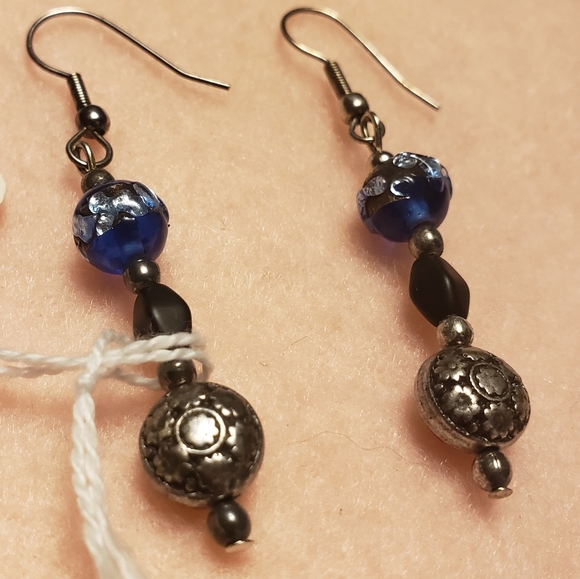 Czech Glass & Silver Earrings - Picture 3 of 3